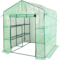 Sundale Outdoor Gardening Large 2 Tier 8 Shelf Steeple Walk in Plant Green House with PE Cover, 56.5"(L) x 56.5"(W) x 76"(H)