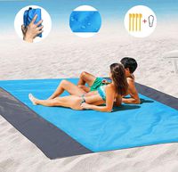 Beach Blanket Sand Camping Mat Waterproof，Outdoor Travel Accessories & Pocket Zippered Portable Family Picnic Mat for Travel, Camping, Hiking and Music Festivals (108 x 85.19 in)