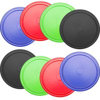 8 Pieces Air Hockey Pucks Replacement Round Pucks for Game Tables, Equipment, Accessories (Red, Green, Blue, Black, 2.5 Inch)