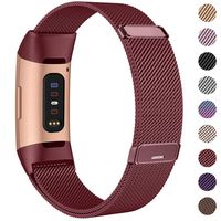 HAPAW Bands Compatible with Fitbit Charge 3, Women Men Metal Stainless Steel Replacement Accessories Straps Bracelet Compatible with Fitbit Charge 3 SE Fitness Tracker Small Large