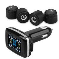 B-Qtech Wireless TPMS Tire Pressure Monitoring System with TPMS 4 Sensors and USB Charging Port Real-time Display of Temperature and Pressure and Alarm Function
