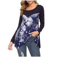 Aunimeifly Women Round Neck Long-Sleeved Printing T-Shirt Top Blouse Ladies Loose Casual Tunic Shirts(XL,Navy)