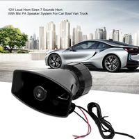 Wired Alarm Siren Horn, 12V Loud Horn Siren 7 Sounds Horn with Mic PA Speaker System for Car Boat Van Truck for Home Security Protection System