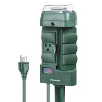 DEWENWILS Outdoor Power Strip Stake Timer, Weatherproof Outlet Plug Timer with 6 Grounded (3 180 Degree Rotating Outlets) 6 ft Extension Cord for Yard Electrical Outlets, 13A UL Listed