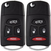 ECCPP Replacement fit for Uncut Keyless Entry Remote Control Car Key Fob Shell Case Dodge Jeep Chrysler Series KOBDT04A (Pack of 2)