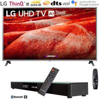 LG 75UM7570PUD 75" 4K HDR Smart LED IPS TV w/AI ThinQ (2019) + Soundbar Bundle Includes, Deco Gear Home Theater Surround Sound 31" Soundbar and 6ft Optical Toslink 5.0mm OD Audio Cable