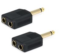 FYL 2x Mono 6.35mm 1/4" Splitter 1 Male Plug to 2 Female Jack Audio Y Adapter