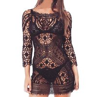 Swimsuit Cover-Up,Todaies Women Sexy Beach Cover up Crochet Swimwear Dress Ladies Bathing Suit Cover up Beach (Free Size, Black)