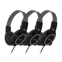 MEE audio KidJamz 3 Child Safe Headphones for Kids with Volume-Limiting Technology (Black 3 Pack)