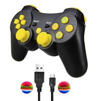 PS3 Wireless Controller, TPFOON Double Shock SIXAXIS Gamepad Remote for Playstation 3, Charging Cable and 2 Thumb Grip Caps Included (Blue)