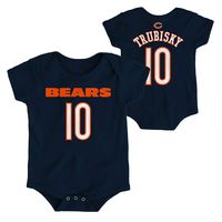 OuterStuff NFL Newborn Infants Team Color Name and Number Bodysuit Creeper (6/9 Months, Mitchell Trubisky Chicago Bears Home Navy)