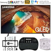 Samsung QN75Q60RA 75" Q60 QLED Smart 4K UHD TV with 1 Year Warranty (2019 Model)(Renewed) Flat Wall Mount Bundle with Deco Gear 2.4GHz Wireless Keyboard Smart Remote and 6-Outlet Surge Protector
