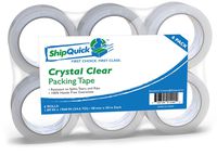 Crystal Clear Packing Tape (6 Pack) - ShipQuick Packaging Tape for Industrial & Professional Shipping. Great for Moving. Strong Adhesive Shipping Tape That's Split-Resistant! (6 Pack, Crystal Clear)