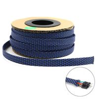 PET Expandable Sleeving Flexo Wire Cable Sleeve (0.48" 100ft Black with Blue) Striveday