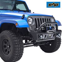 E-Autogrilles JJKFB003 EAG Stubby Front Bumper with OE Fog Light Housing for 07-18 Jeep Wrangler JK