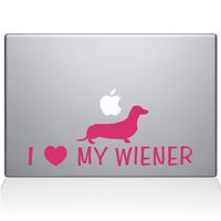 The Decal Guru I Love My Wiener Decal Vinyl Sticker, 15" MacBook Pro (2016 & Newer Models), Pink (1448-MAC-15X-BG)