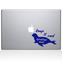 The Decal Guru Keep It Real Spotted Seal MacBook Decal Vinyl Sticker - 12" MacBook - Dark Blue (1111-MAC-12M-DB)