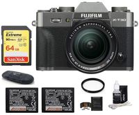 FUJIFILM X-T30 Mirrorless Digital Camera (with XF 18-55mm Lens Spare Battery Bundle, Dark Silver)