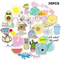 Cute VSCO Stickers for Water Bottles Big 35 Pack Cute,Waterproof,Aesthetic,Trendy Stickers for Teens,Girls Perfect for Waterbottle,Laptop,Phone,Travel Extra Durable Vinyl