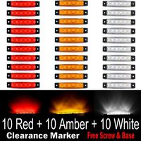 (Pack of 30) LEDVillage 10 pcs Amber + 10 pcs Red + 10 pcs White 3.8" 6 LED Side Marker Lights, Trailer Marker Lights, Rear Side Marker Lamp, Led Marker Lights for Trucks, Cab Marker, RV Marker Light