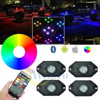 Wiipro LED RGB Rock Lights Kit - 4 Pods Multicolor Neon Underglow Lighting APP Bluetooth Control & Timing & Flashing & Music Mode for JEEP Off Road Truck Car ATV SUV Yacht Boat