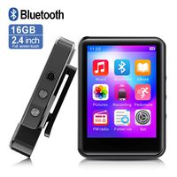 MP3Player, MP3 Player with Bluetooth, 16GB Portable Music Player with FM Radio/Recorder, HiFi Lossless Sound Quality, 2.4Inch Touch Screen Mini MP3 Player for Running, Expandable 128GB TF Card, Black