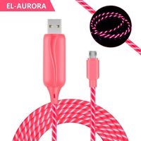Micro USB Cable 3ft, EL-AURORA Visible Flowing LED USB Neon Light Up Charger Cable Cord for Samsung, LG, Motorola, Nexus, HTC, Sony, Nokia, Android Devices and More (Pink)
