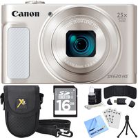 Canon PowerShot SX620 HS Digital Camera Plus Bundle Kit with 16GB SDHC Memory Card, Carrying Case, Mini Tripod, Screen Protectors, Cleaning Kit, Beach Camera Cloth and Accessories - Silver