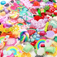 Slime Charms Cute Set - 100pcs Charms for Slime Assorted Fruits Candy Sweets Flatback Resin Cabochons for Craft Making, Ornament Scrapbooking DIY Crafts