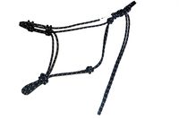 Horse Rope Training Halter - 4 Knot from 1/4" Stiff Polyester Halter Cord - Size Rope Most Trainers Use! Weanling, Yearling, Small, Arab, Standard, Large, and Draft Sizes (Black with White, Mule)