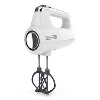 Black+Decker MX600W Helix Performance Premium Hand, 5-Speed Mixer, White, 5 Attachments + Case