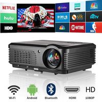 Wireless Projector WiFi Android 4400 Lumen WXGA Full HD 1080p Movie Theater LCD LED Video Projectors Smart TV Home Cinema Multimedia Proyector Built-in Speaker HDMI VGA USB for Gaming Outdoor Movie