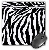3dRose LLC 8 X 8 X 0.25 Inches Black and White Zebra Print Mouse Pad (mp_25731_1)