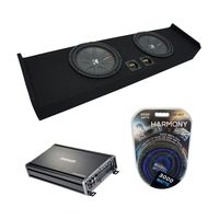 Compatible with 2009-2015 Ford F-150 Super Crew Truck Kicker CompR CWR12 Dual 12" Sub Box Enclosure & CXA1200.1 Amp (Renewed)