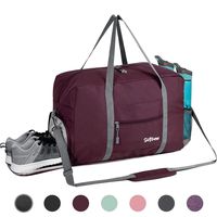 Sports Gym Bag with Wet Pocket & Shoes Compartment, Travel Duffel Bag for Men and Women Lightweight, Wine Red