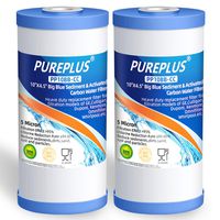 5 Micron 10" x 4.5" Whole House Big Blue Sediment and Activated Carbon Water Filter Replacement Cartridge Compatible with GE FXHTC, GXWH40L, GXWH35F, GNWH38S, 2-Pack