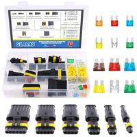 Glarks 1 2 3 4 5 6 Pin Waterproof Car Auto Electrical Wire Connector Terminal Plug with 5-30 AMP Blade Fuses Assortment Kit for Motorcycle, Scooter, Car, Truck, Boats
