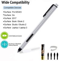 Surface Pro Pen, 4096 Levels of Pressure Surface Stylus Pen for Surface Pro 3 Pro 4 with Eraser Function and 2 Tips- Silver