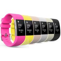 MoKo Fitbit Charge 2 Band, [6 Pack] Soft Silicone Adjustable Replacement Strap for 2016 Fitbit Charge 2 Heart Rate + Fitness Wristband, Wrist Length 5.70"-8.26" (145mm-210mm), 6 Colours