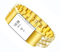 Maccasing Bands Compatible Fitbit Charge 2 - Metal Replacemen Adjustable Bracelet/Accessories Wristband with Premium Rhinestone Compatible Fitbit Charge 2 Bands Women Men/Rose Gold Sliver Black