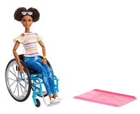  Barbie Fashionistas Doll, Brunette with Rolling Wheelchair and Ramp, for 3 to 8 Year Olds