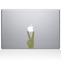 The Decal Guru Peace Sign Hand MacBook Decal Vinyl Sticker - 13" MacBook Pro (2015 & Older) - Gold (1147-MAC-13P-G)