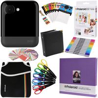 Polaroid POP Instant Camera (Black) Gift Bundle + Zink Paper (20 Sheets) + 8x8 Cloth Scrapbook + Pouch + 6 Edged Scissors + 100 Sticker Border Frames + Markers + Hanging Frames + Album