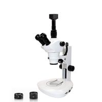 Vision Scientific VMS0007-TZ-5NN Trinocular Zoom Stereo Microscope, 10x WF Eyepiece, 0.8X-5X Zoom, 4X-100x Magnification, 0.5X & 2X Aux Lens, LED Illumination, 5.0MP Digital Eyepiece Camera