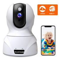 Security Camera 1080P Pet Camera - KAMTRON WiFi Home Security System for Office/Baby Monitor, 2.4Ghz PTZ Indoor IP Wireless Dome Camera with Night Vision, Two-Way Audio, Cloud Service Available, White