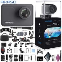 AKASO V50 Pro Native 4K30fps 20MP WiFi Action Camera EIS Touch Screen Waterproof Sports Helmet Accessories - 64GB - 50 in 1 Go Pro Accessories - Action Camera Bike BAR/SEATPOST KIT - Monopod 70"
