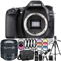 Canon EOS 80D DSLR Camera - w/Canon EF-S 18-55mm f/3.5-5.6 is STM Lens 64GB Bundle 35PC Accessory Kit Which Includes 3 Piece Filter Kit (UV-CPL-FLD), More