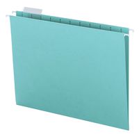 Smead Colored Hanging File Folder with Tab, 1/5-Cut Adjustable Tab, Letter Size, Aqua, 25 per Box (64058)