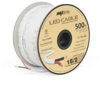 18AWG LED Cable/Speaker Wire 2 Conductor in-Wall Plenum Rated Jacketed, Low Voltage Wiring, UL Class 2 Certified - 500 ft Spool