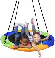 PACEARTH 40 Inch Saucer Tree Swing Flying 660lb Weight Capacity 2 Added Hanging Straps Adjustable Multi-Strand Ropes Colorful Safe and Durable Swing Seat for Children Adults